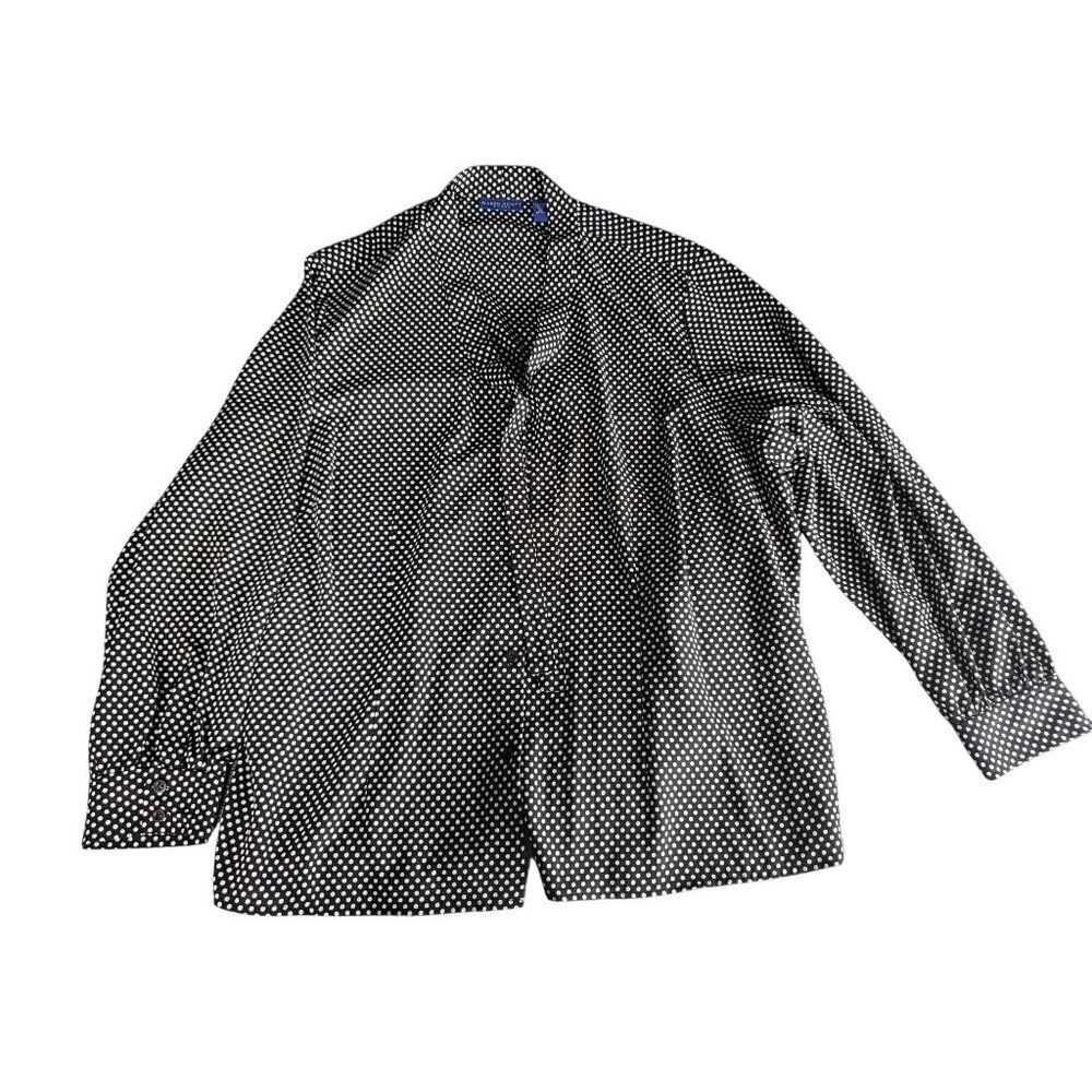 Karen Scott Polkadot Blouse Women Sz 3XL Long Sleeve Plus Size Everyday Workwear